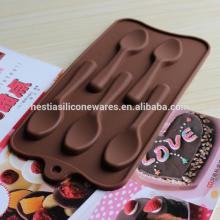 food grade microwave oven freezer safe non-stick 5  spoon  shaped  silicone  chocolate mold