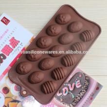 food grade microwave oven freezer safe non-stick 15 easter egg shaped chocolate molds silicone