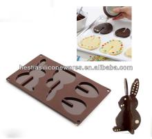 Hot selling 3D Easter rabbit and egg shaped nonstick silicone chocolate mold