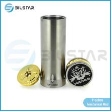 Newest e cig battery body brass stainless steel 26650 mech mod Hades mod clone