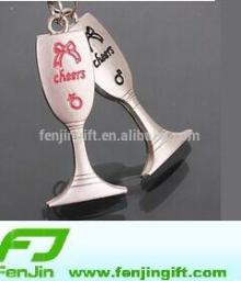 promotion metal keychain red wine gift