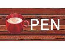 Bn116 Coffee Cup Open Cake Blue Chocolate Milk Bar Cafe Shop Banner Sign