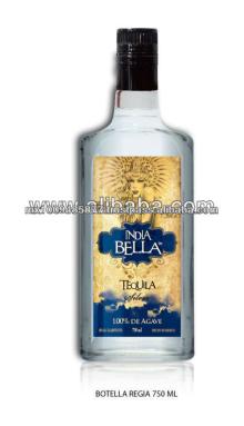 750 ml Tequila India Bella Silver Glass Bottle