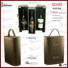 Vintage 3 bottles  wine   gift s  box ,new design  leather   wine  carrier, wine  packaging  box 