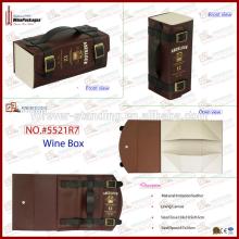 Classic Luxury PU Leather Folding Wine Gifts Packaging Box (5521R7)