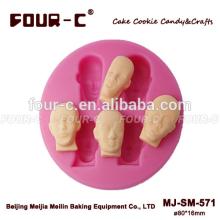 Mens faces silicone fondant mold,3D cake decorating mold