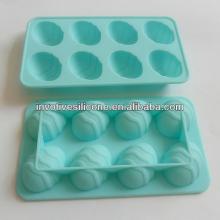 FINE3143 McDonald Supplier 2013 Non-toxic FDA Standard 8 Cups Blue Silicone Egg Shape Chocolate Moul