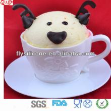 New Design Cupcake Silicone Baking Tools Cup Cake Decoration With Match PP Saucer Set Of 4pcs