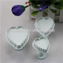3pcs heart-shaped cake plunger cutter fondant cake decorating mold