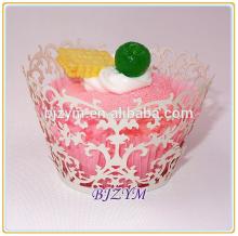 Wedding White / Black / Brown / Gold Cake Decorating Tools Laser Cut Cupcake Wrapper