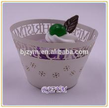 Sale  MERRY CHRISTMAS  Design White Paper Cupcake Wrapper for Xmas Cupcake Cake Decorating