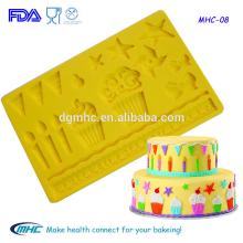 Birthday party silicone cake mold for fondant cake decoration