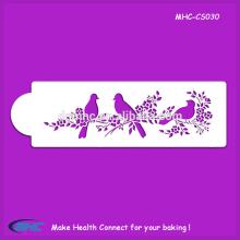 High quality PET cake stencil , love birds cake side design ,cake decoration stencils