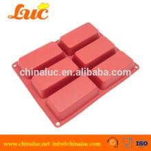 Wholesale Cake Decoration Mould for Cupcake Muffin Chocolate Silicone Baking Pan 6-Cavity Rectangle