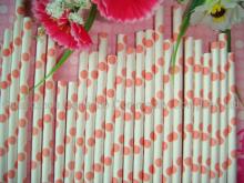 19.7*0.6cm saffron yellow polka dot printed drinking  paper   straw s