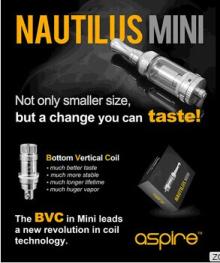 mini aspire nautilus tank with BVC Bottom Vertical Coil plug aspire cf vv+ battery aspire mini nauti