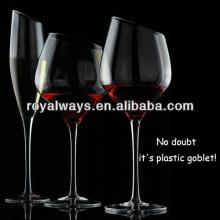 2014 latest design! High quality Nice shape customized elegent plastic Red Wine Glass BPA free