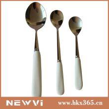 chinese imports wholesale corn starch yogurt spoon with white handle