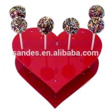 Unique Dark Red Heart Shape Acrylic Lollipop Rack