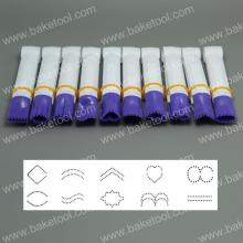 10pcs large size purple color crimper of variety shape  box  with teeth, cake  decorating  tool s set
