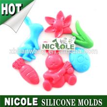 Zibo Nicole F0768 rabbit radish egg and flower mini cake decoration silicone moulds sets for Easter
