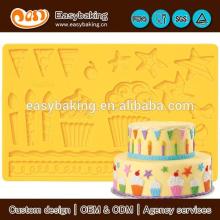 Wholesale custom 3D birthday Gum Paste and fondant mold for cake decorating