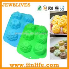 six flower shape  silicone   cup   cake   mold 