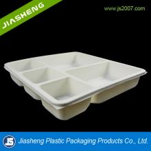 Biodegradable Disposable With 5 Compartment Food Tray Made From Corn Starch