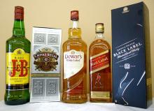 JOHNNIE WALKER BLACK, RED , DEWAR S,CHIVAS, FAMOUS  GROUSE,GLENLIVEIT,MACALLAN,GLENFIDDICH
