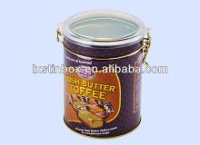 round  shape  with clasp plastic lid metalic  coffee  tin,tea tin