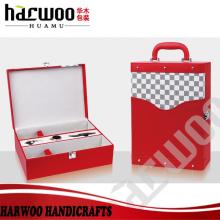 High quality pu leather red wine box
