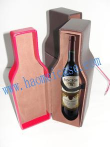 Fancy pu leather red wine gift box