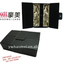 leather double bottle red wine gift box