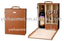 leather red wine box