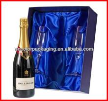 Luxury HIgh  Quality  Paperboard Paper Red Wine  Bottle  Box Wine  Glass es for Single  Bottle s