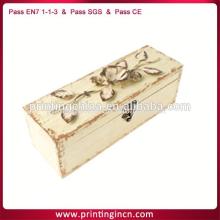 wooden red wine box with metal lock