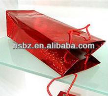 Hot sale shiny ruby red wine box packaging paper bags