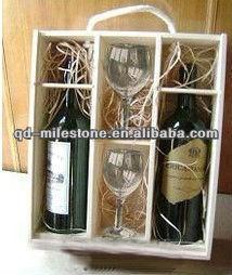 Good quality wooden gift boxes for wine glasses