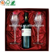 2014 square red wine box with glass wrapping