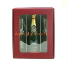 3 Bottle Red Fluted Champagne  Gift  Pack with  PVC  window