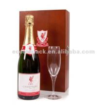 Luxury red wooden champagne box with lock