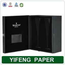 Custom Luxury velvet EVA insert cardboard champagne cup box with metal lock