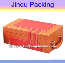 couple bottles unique design leather gift case for red wine