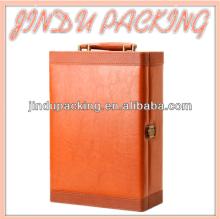 Up-market 2 bottle wooden red wine leather boxes