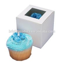 Single fancy white paper cup cake box with window