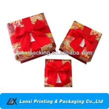 Paper gift packaging  box  set/ luxury  retro packaging  box  with lovely heart pattern and bow-knot (3 Pc