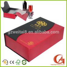Customized cardboard red wine bottle gift box