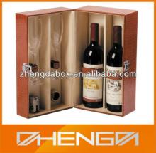 Hot!!! Customized Made-in-China Decorative French Double Bottle Red Wine  Leather   Box  (ZDW13-E019)
