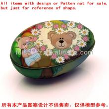 Easter egg-shaped Tin box container