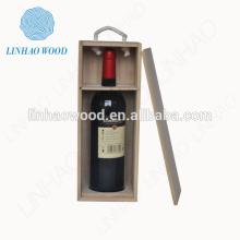 Red wine wooden gift box with rope